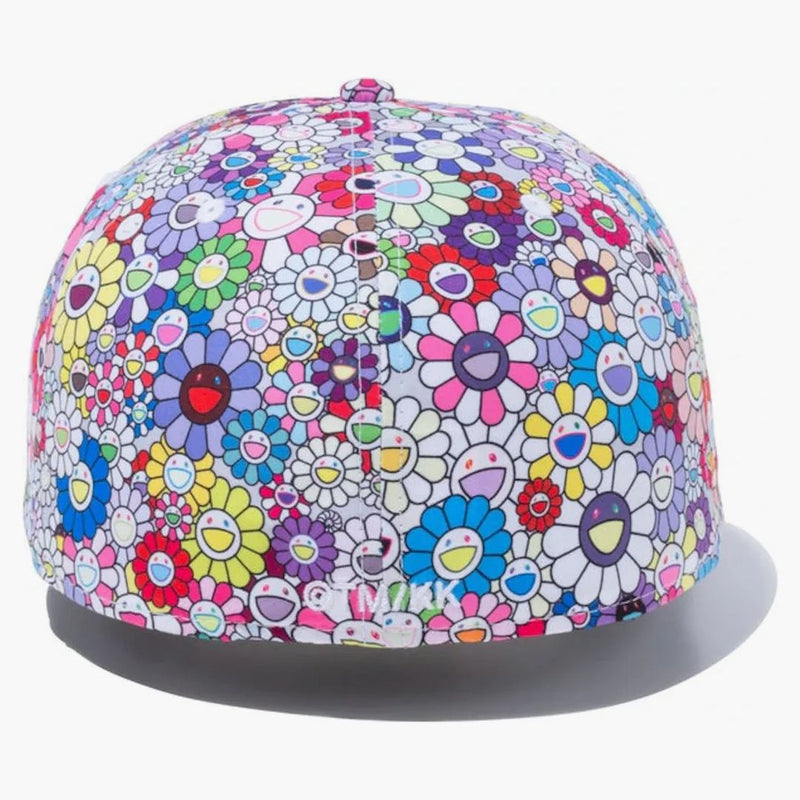 Nová éra x Takashi Murakami Flower Allover Print 59fifty namontované má bílou duhu