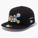 New era X Takashi Murakami Flower Flag 59fifty Fitted Has Black Rainbow