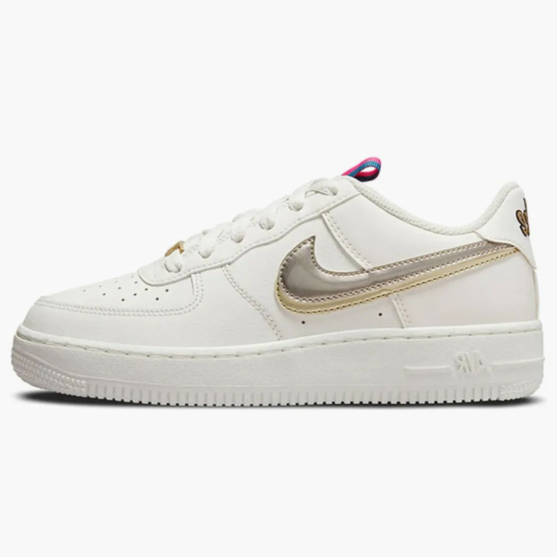 Nike Air Force 1 Lv8 Double Swoosh Silver Gold (gs)