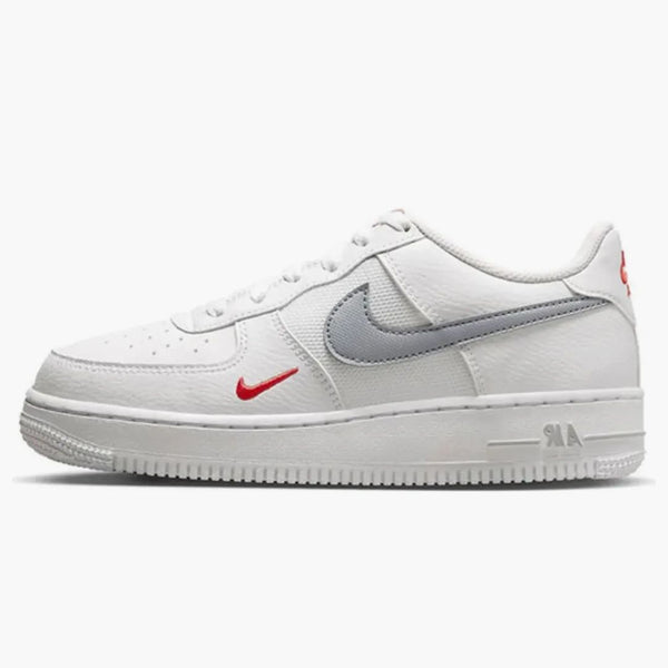 Nike Air Force 1 Low White Wolf Grey Crimson Mini Swoosh (gs)