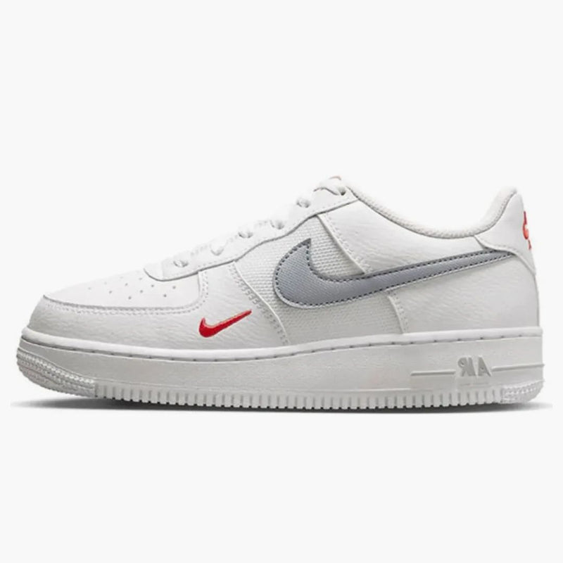 Nike Air Force 1 Low White Wolf Grey Crimson Mini Swoosh (gs)