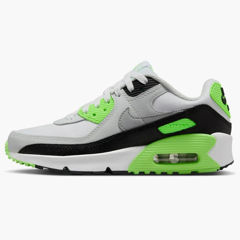 Nike Air Max 90 LTR White Photon Dust Lime Blast Light Smoke Gray (GS)