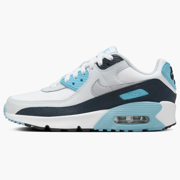 Nike Air Max 90 White Baltic Blue Armory Navy Wolf Grey (gs)