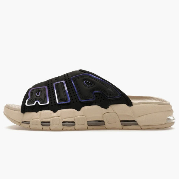 Nike Air More Uptempo Slide Black Sanddrift Iridescent