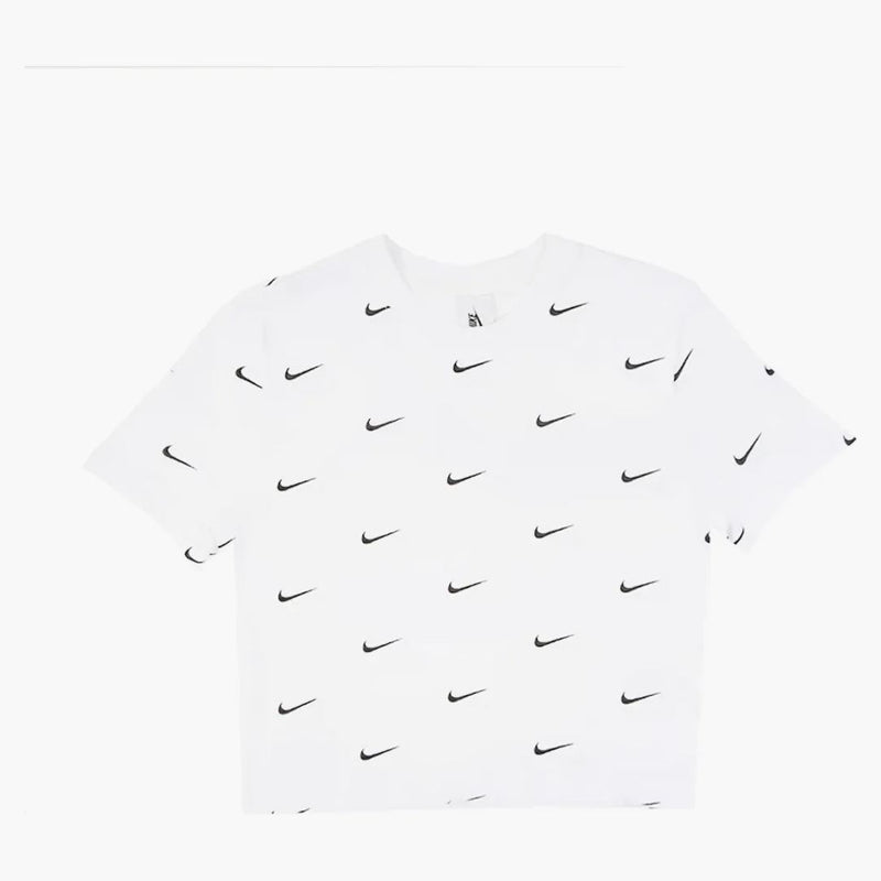 Nike All Over Swoosh Logo Cropped T-shirt White