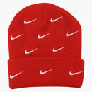 Nike All Over Swoosh Logo Cuffed Beanie Red