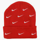 Nike All Over Swoosh Logo Cuffed Beanie Red