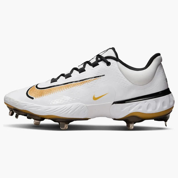 Nike Alpha Huarache Elite 4 Low White Black Metallic Gold