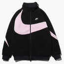Nike Women's Big Swoosh Reversible Boa Jacket (asia Sizing) Black Prism Pink