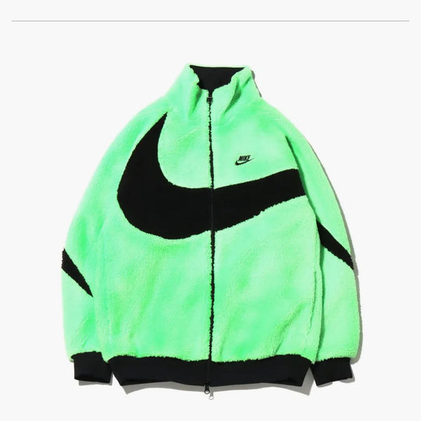 Nike Women's Big Swoosh Reversible Boa Jacket (asia Sizing) Neon Green