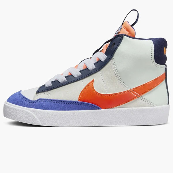 Nike Blazer Mid '77 Se White Light Silver Midnight Navy Team Orange (ps)