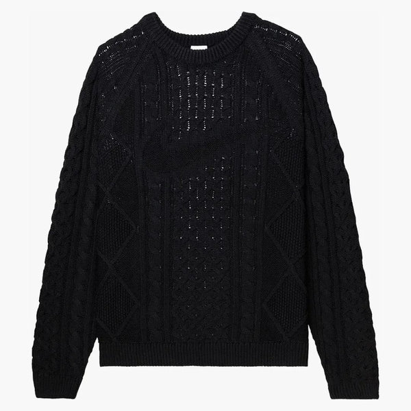 Nike Cable Knit L/s Sweater (asia Sizing) Black
