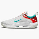 Nike Court Zoom Nxt Hc White Light Silver Habanero Red Washed Teal (women's)