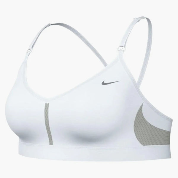 Nike Dri-fit Indy Light Support V-neck Sports Bra (plus Size) White/grey Fog/particle Grey