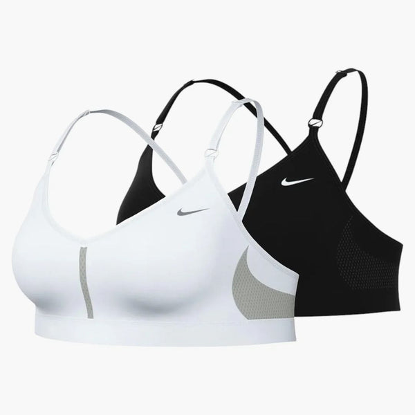 Nike Dri-fit Indy Light Support V-neck Sports Bra Set (plus Size) Black/white