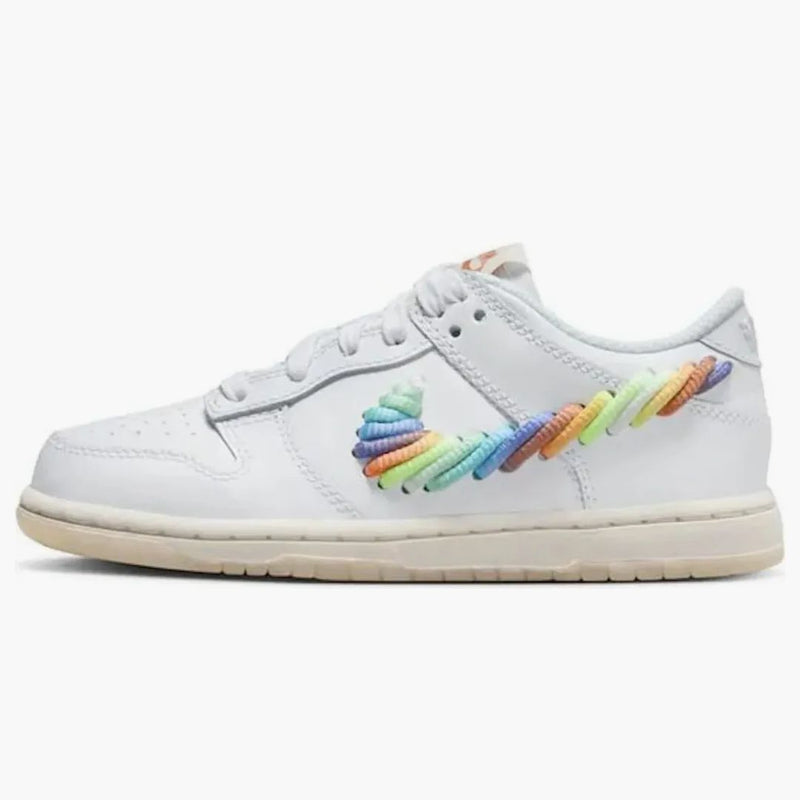 Nike Dunk Low Se Rainbow Lace Swoosh White (ps)