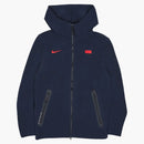 Nike Fff Tech Fleece Full-zip Hoodie Dark Obsidian/university Red
