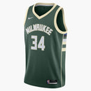 Nike Nba Antetokounmpo Milwaukee Bucks Dri-fit Icon Edition Jersey Hunter Green/light Golden/cloud White