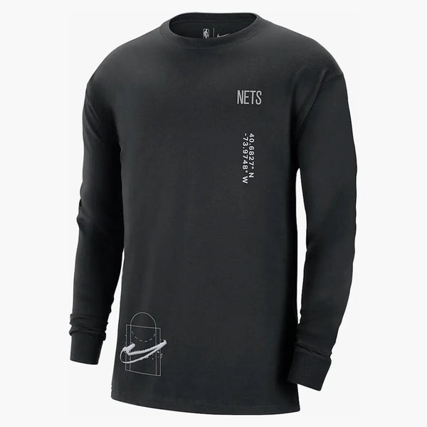Nike Nba Brooklyn Nets Courtside Loose Fit Long Sleeve T-shirt Black