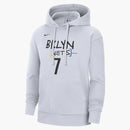Nike Nba Brooklyn Nets Kevin Durant City Edition Fleece Pullover Loose Fit Hoodie White