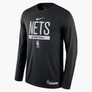 Nike Nba Brooklyn Nets Team Logo Long Sleeve Dri-fit T-shirt Black/white