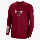Nike Nba Chicago Bulls City Edition Dri-fit Loose Fit Long Sleeve T-shirt Dark Red