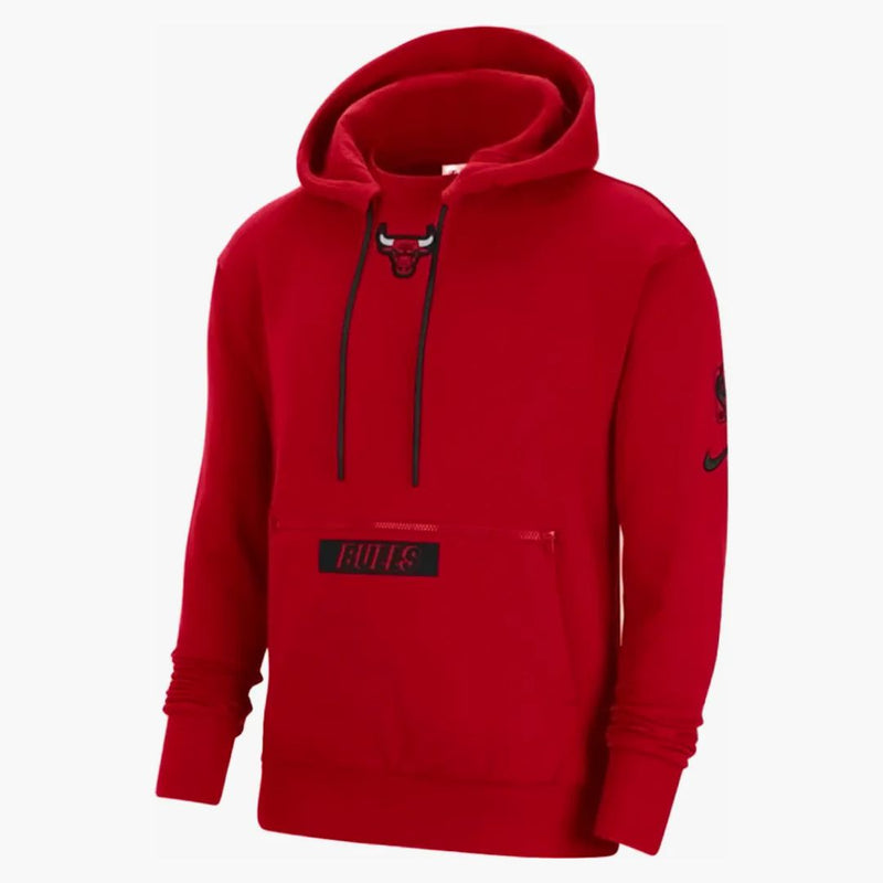Nike Nba Chicago Bulls Courtside Fleece Loose Fit Hoodie Red
