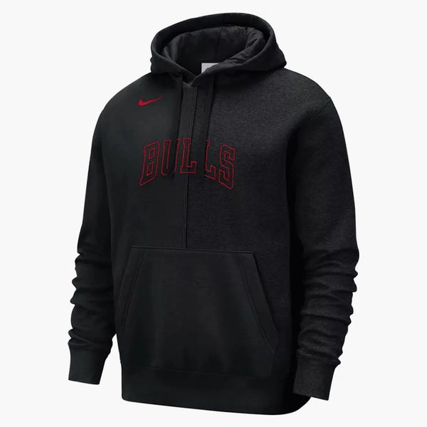 Nike Nba Chicago Bulls Courtside Fleece Pullover Loose Fit Hoodie Black