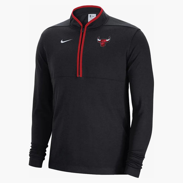 Nike Nba Chicago Bulls Dri-fit L/s 1/2 Zip T-shirt Black