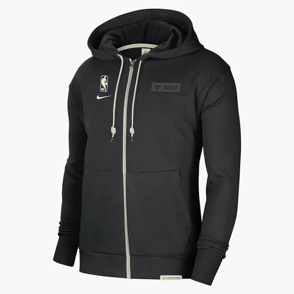 Nike Nba Chicago Bulls Standard Issue Full Zip Dri-fit Loose Fit Hoodie Black