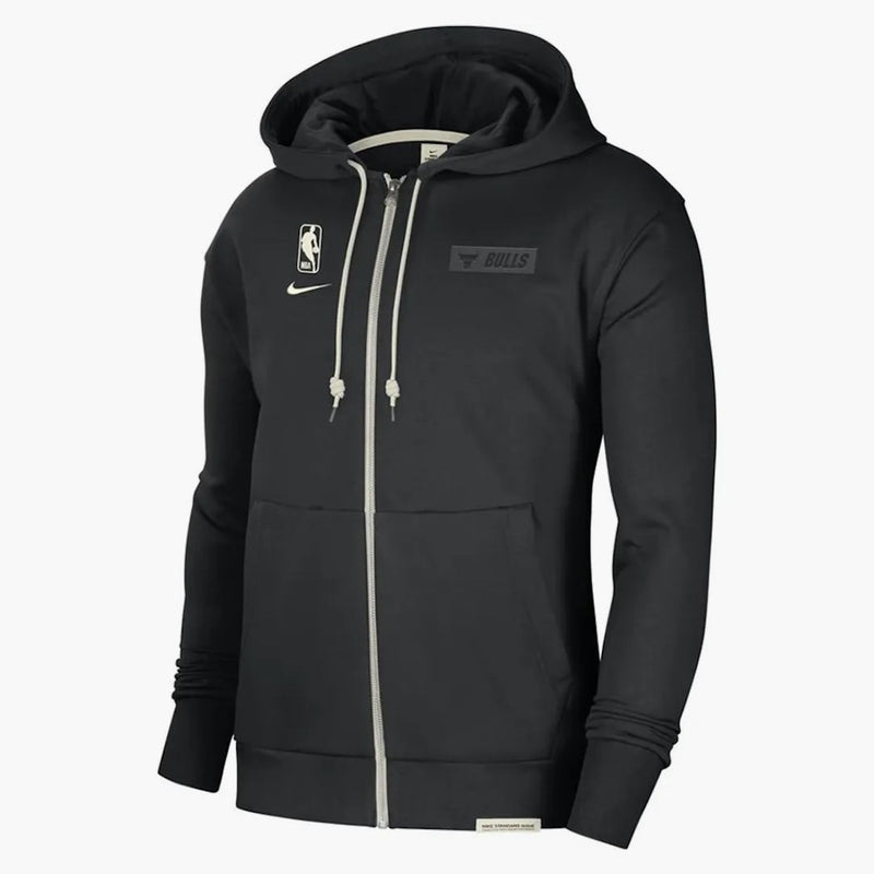 Nike Nba Chicago Bulls Standard Issue Full Zip Dri-fit Loose Fit Hoodie Black