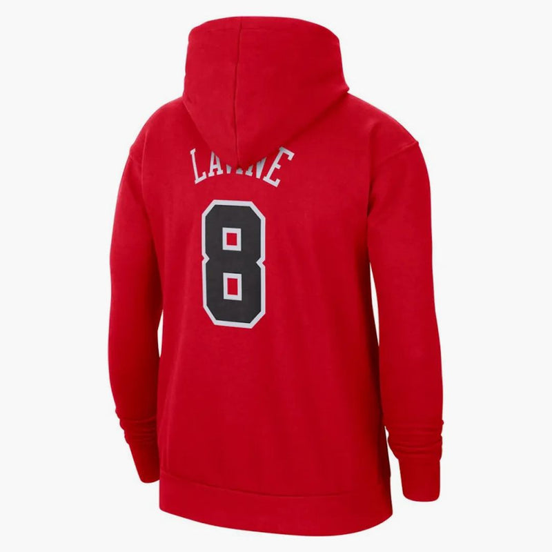 Nike Nba Chicago Bulls Zach Lavine Essential Fleece Pullover Loose Fit Hoodie Red
