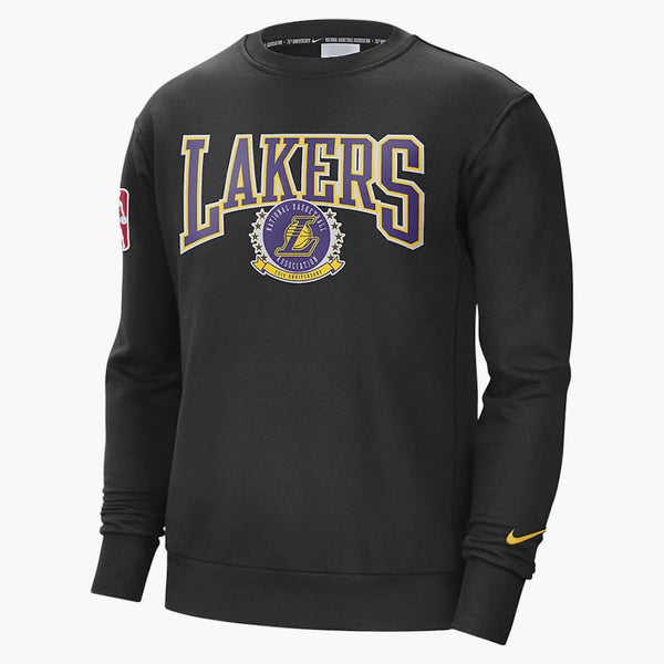 Nike Nba Los Angeles Lakers 75th Anniversary Courtside Fleece Crew Sweatshirt Black/white/amarillo