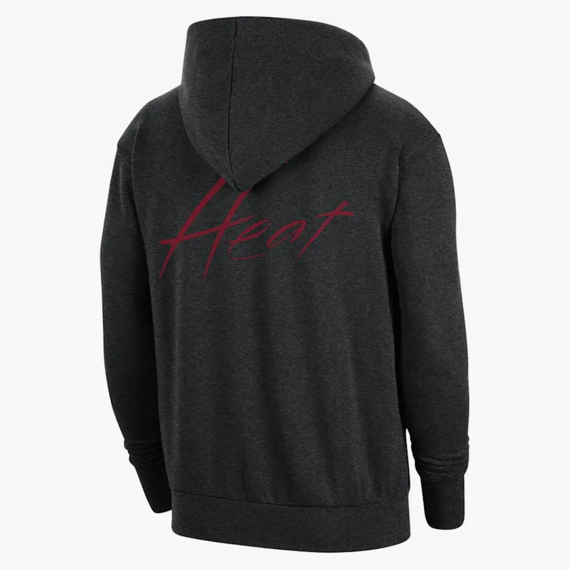 Nike Nba Miami Heat Courtside Fleece Loose Fit Hoodie Black Heather/tough Red