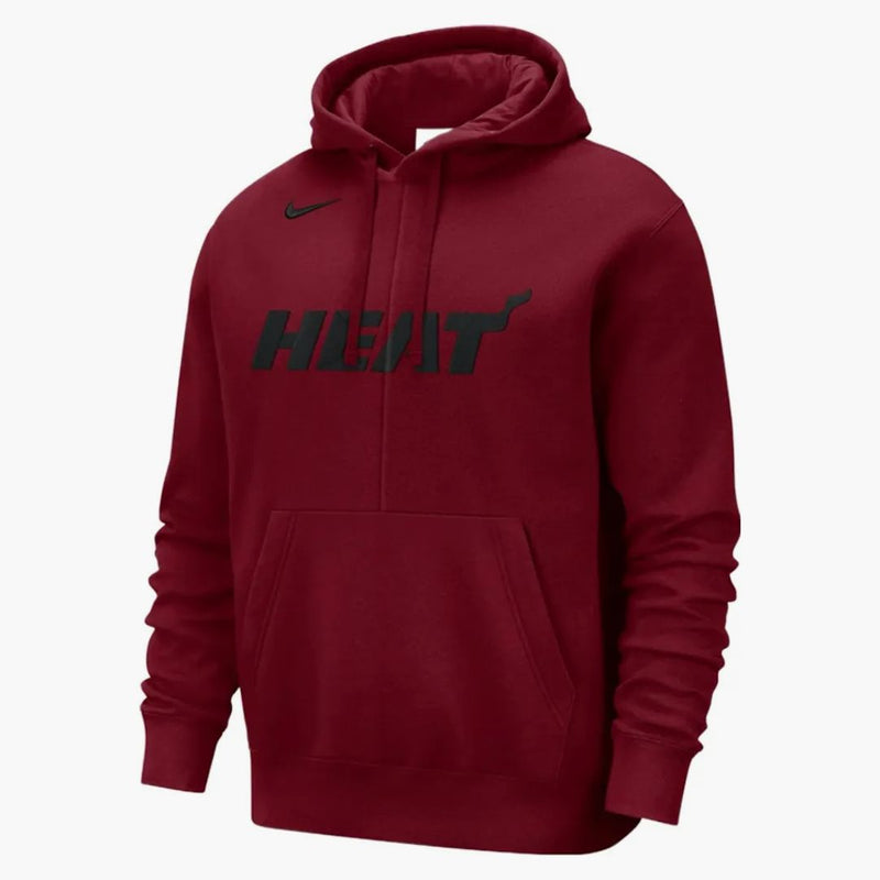 Nike Nba Miami Heat Courtside Team Logo Fleece Pullover Loose Fit Hoodie Red