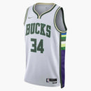 Nike Nba Milwaukee Bucks City Edition Giannis Antetokounmpo 34 Dri-fit Swingman Jersey White