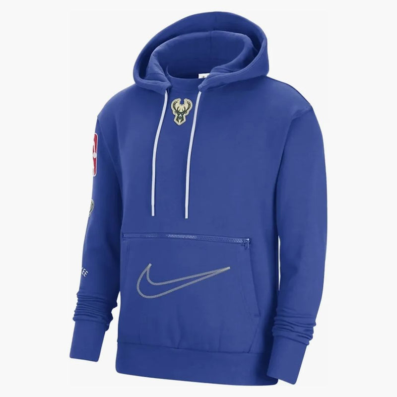 Nike Nba Milwaukee Bucks Courtside City Edition Fleece Hoodie Blue