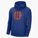 Nike Nba New York Knicks Essential Fleece Pullover Loose Fit Hoodie Blue/orange