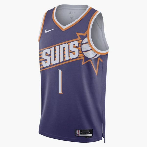 Nike Nba Phoenix Suns Devin Booker Icon Edition Dri-fit Swingman Jersey Purple/white