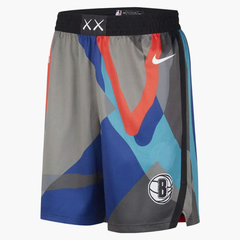 Nike Nba X Kaws Brooklyn Nets City Edition Swingman Shorts Grey/blue/black
