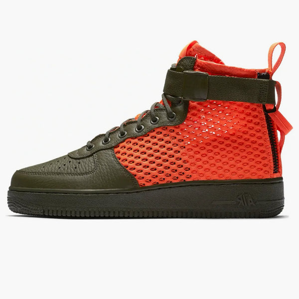 Nike Sf Air Force 1 Mid Cargo Khaki Total Crimson