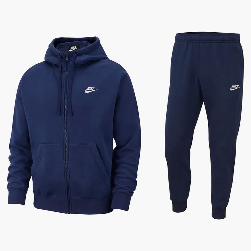 Nike Sportswear Club Fleece Full-zip Hoodie & Joggers Set Midnight Navy/midnight Navy/white