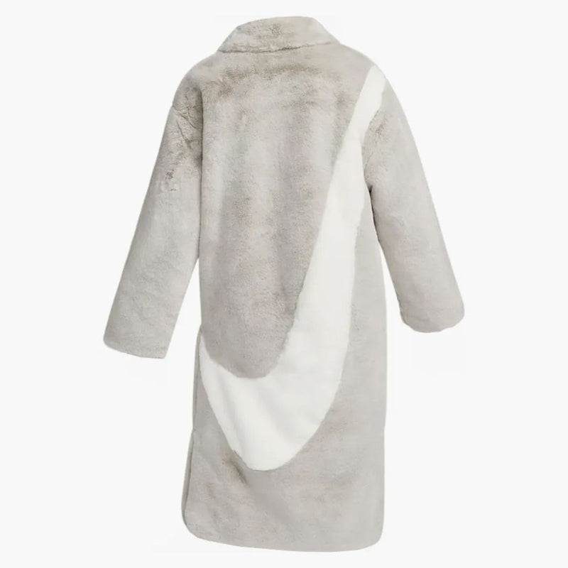 Nike Sportswear Essentials Plush Faux Fur Long Jacket Light Iron Ore/light Bone/sail