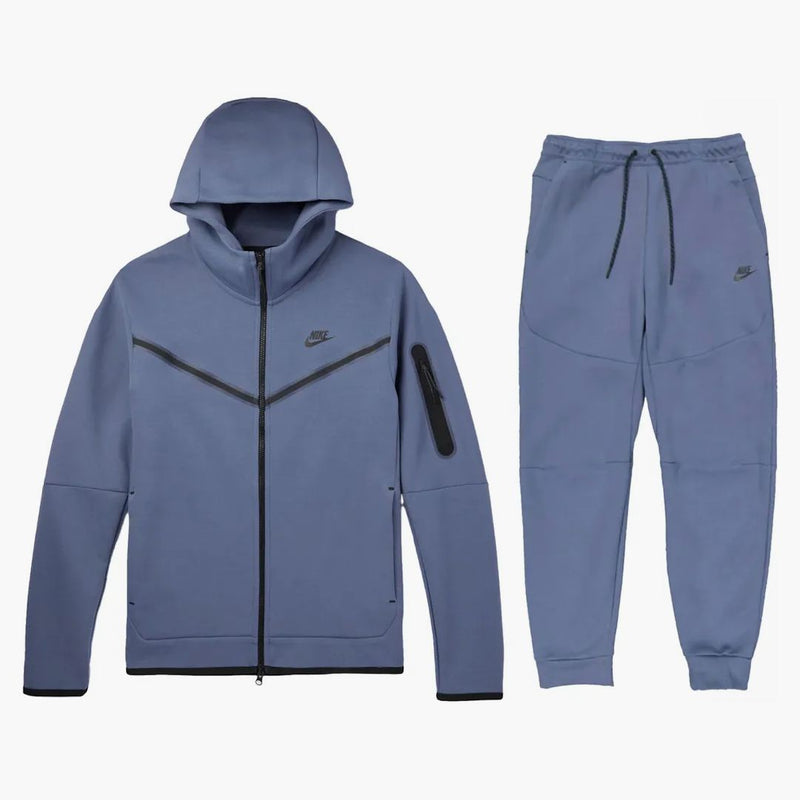 Nike Sportswear Tech Fleece Full Zip Hoodie & Joggers Set Diffused Blue/black