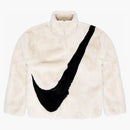 Nike Sportswear Women's Oversized Swoosh Logo Faux Fur Jacket Fossil/black