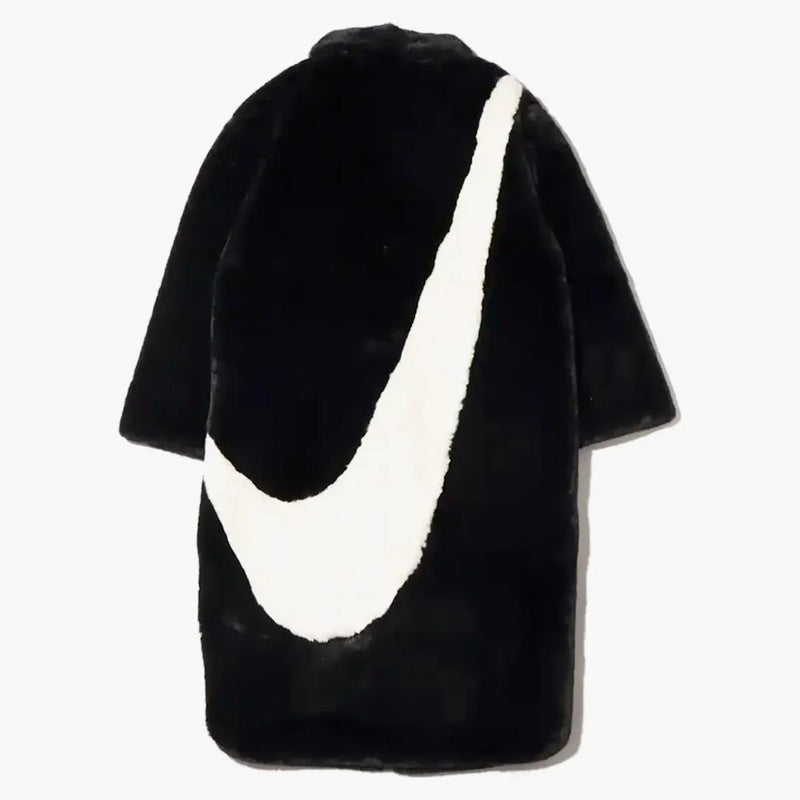Nike Women Faux Fur Long Jacket (asia Sizing) Black