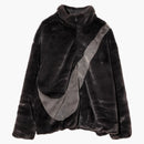 Nike Women Faux Fur Swoosh Jacket Velvet Brown/cave Stone