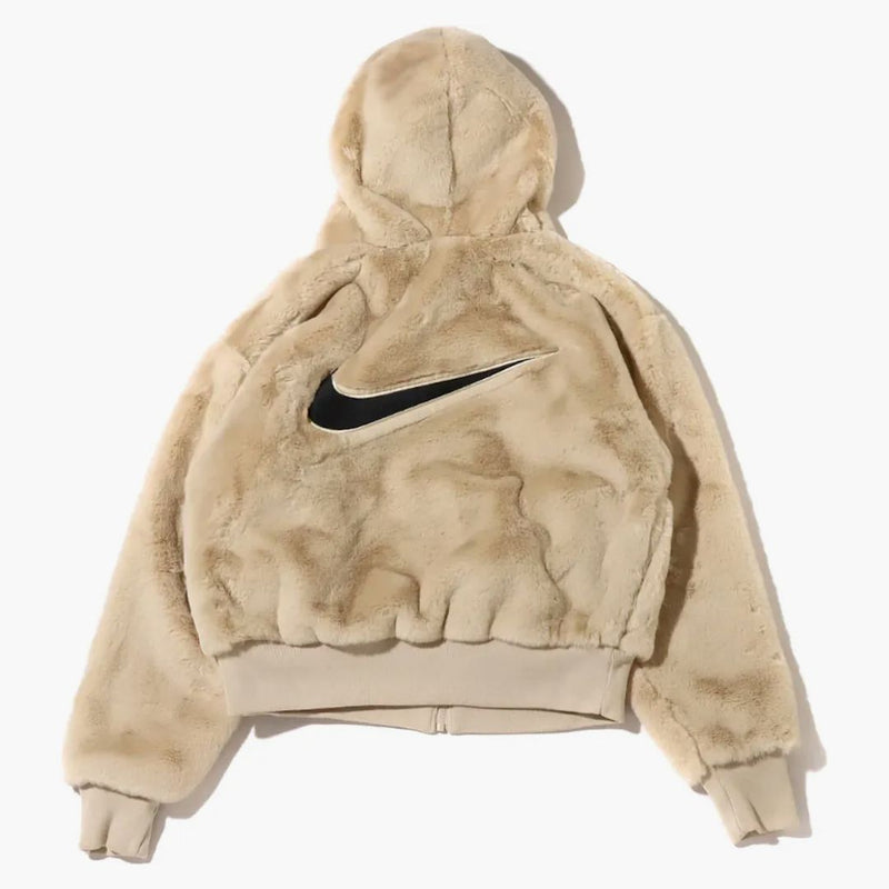 Nike Womens Essentials Faux Fur Jacket (us Sizing) Rattan/black