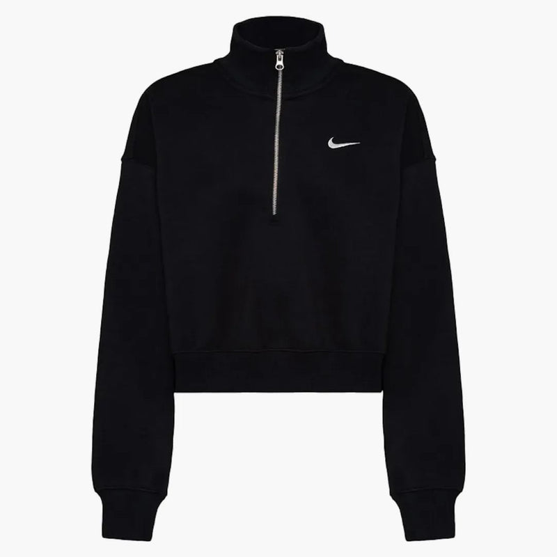 Nike Women's Phoenix Fleece Oversized 1/2-zip Crop Fleece Sweatshirt Black/sail