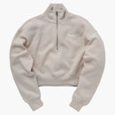 Nike Women's Phoenix Fleece Oversized 1/2-zip Crop Fleece Sweatshirt Light Orewood Brown/sail